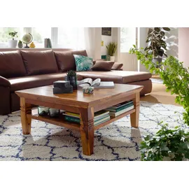 MASSIVMOEBEL24.DE Couchtisch Oxford Braun Akazie 85 x 85 x 45 cm