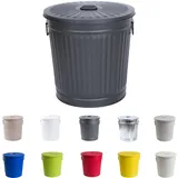 H&D Manufaktur Ascheeimer Metall Ø 29 cm x 31,5 cm 18 l Schwarz