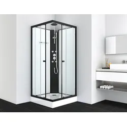 Komplettdusche SANOTECHNIK "Komplettduschkabine STIL", weiß (schwarz matt), B:90cm H:225cm T:90cm, Duschkabinen, Maße: 90x90x225cm