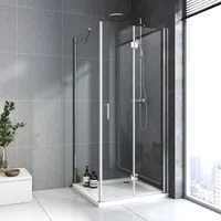 BD-Baode Duschkabine Eckeinstieg 120x90 cm 180° Falttür Duschabtrennung mit Seitenwand 6mm ESG Sicherheitsglas Nano Glas