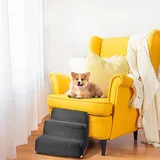 Hundetreppe für Kleine Hunde 3-Stufig 34 x 40 x 30 cm Sicher Haustiertreppe mit Abnehmbarem Waschbarem Bezug und Rutschfestem Boden Hundetreppe Hunderampe für Bett und Sofa aus Hochdichtem Schwamm