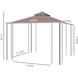 Outsunny - Pavillon - 2,97x2,97m