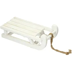 ECD Germany Deko Schlitten mit Led Weihnachtsdeko Holz Weihnachten Dekoration Weiß 31,5 cm