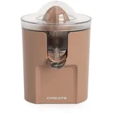 CREATE/JUICER STUDIO/Elektrische Zitruspresse in Mokka/Spritzfrei, 230ml Behälter, Fruchtfleischfilter, Tropfschutzsystem, spülmaschinenfeste Teile, 2 abnehmbare Kegel, 100W