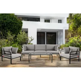 Konsimo Gartensofa, RAMBE 3-Personen mit Kissen, Anthrazit/Hellgrau - Dunkelgrau,