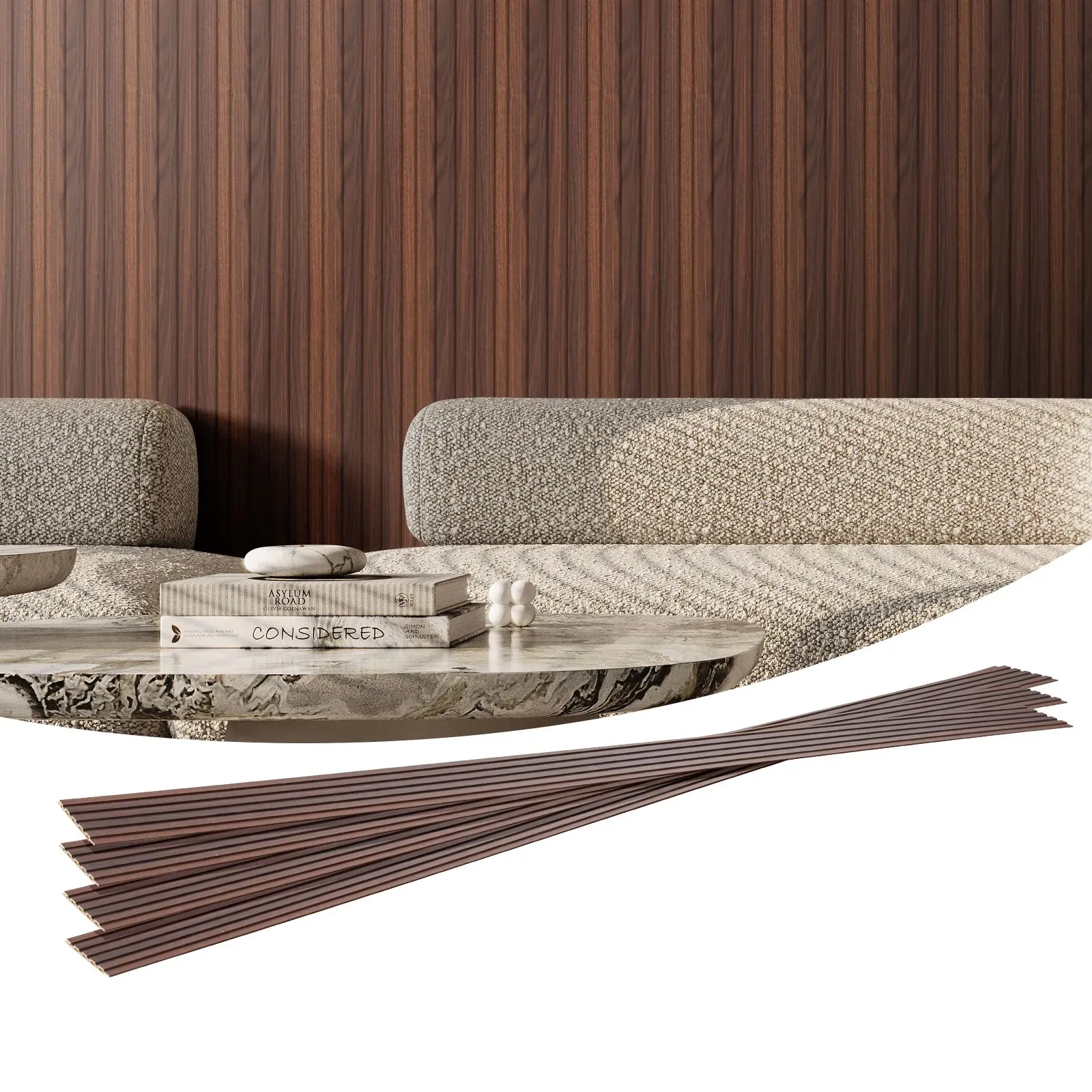 VEVOR Akustikpaneele 8er-Set, Akustikplatten, 2450x166mm, WPC-Akzent-Wandpaneele aus Holz für moderne Innenwände, Wandpaneele in Holzoptik für stilvolles Dekor & Geräuschreduzierung, dunkles Teakholz