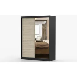 fabryka mebli idczak Schwebetürenschrank Vista 150 x 200 x 0 cm Schwarz