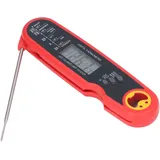 Faltbares, Wasserdichtes Elektrisches Fleischthermometer Mit Schneller Temperatursonde Zum Grillen Und Backen, Rot