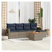 vidaXL Gartensofa-Set 6-tlg. grau Polyrattan