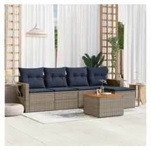 vidaXL Gartensofa-Set 6-tlg. grau Polyrattan