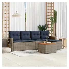 vidaXL Gartensofa-Set 6-tlg. grau Polyrattan