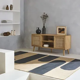 sweeek TV-Möbel mit Rattangeflecht 120 x 39 x 56,5 cm Braun Holz/MDF