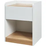 [en.casa] Nachtschrank Kuorshare 55 x 42 x 37 cm Weiß/Eicheoptik