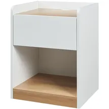 [en.casa] Nachtschrank Kuorshare 55 x 42 x 37 cm Weiß/Eicheoptik