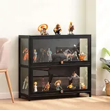 Hggdsac Sammlervitrine Vitrinenschrank, Transparent Display Ständer, Modellvitrinen, Tough Texture, Curio-Vitrine, für Das Home Office, für Sammlerstücke, Bücher, 40cm×33cm×73cm-Schwarz, 2-lagiger