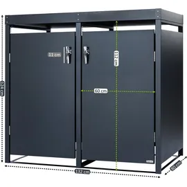 Zelsius Mülltonnenbox mit Pflanzdach für zwei 120 - 240 Liter Mülltonnen, Anthrazit RAL 7016
