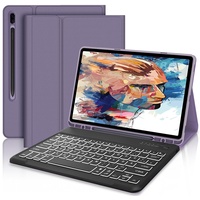 IVEOPPE Samsung Galaxy Tab S7 Fe Tastatur, Tastatur Hülle für Samsung Galaxy Tab S7 FE/S7+/S8+/S7 Plus/S8 Plus 12.4'', QWERTZ Kabellose Bluetooth Samsung Tablet S7 Tastatur mit Schutzhülle,Lila