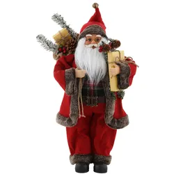 Weihnachtsmann MY HOME "Weihnachtsdeko rot", rot (rot, weiß, braun, natur), B:22,5cm H:45,5cm T:16,5cm, Kunststoff, Polyester, Dekofiguren, klassisch, traditionell, mit Sack und Geschenken, Höhe ca. 45,5 cm