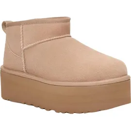 UGG Australia UGG Classic Ultra Mini Plateau-Stiefeletten aus Leder beige 37