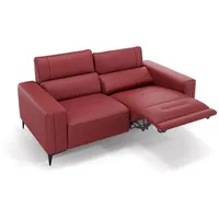 Sofanella 2-Sitzer Leder TERAMO, Relaxsofa, Designsofa, Designer Couch, Italienisches Sofa, 2er Sofa rot