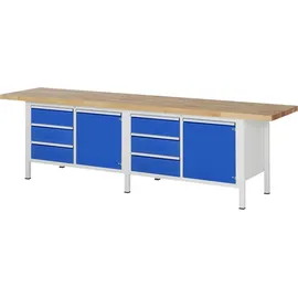 Rau Werkbank höhenverstellbar 8468A2, B3000xT700xH840-1040mm, 6x Schublade-TA, 2x Tür