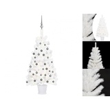 vidaXL Künstlicher Weihnachtsbaum mit Beleuchtung & Kugeln Weiß 90 cm