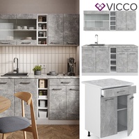 Vicco Küchenzeile R-Line 180 cm weiß/beton