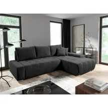 Fun Möbel Ecksofa Sofa mit Schlaffunktion VOGAR Stoff Poso Dunkelgrau Ottomane Rechts - Grau