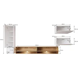 P & B Wohnwand AMADEO Eiche Wotan, 4-teilig,