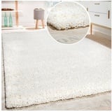 Paco Home Shaggy Hochflor Langflor Teppich Sky Einfarbig in creme Grösse:140x200 cm