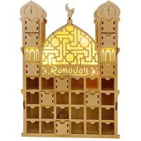 Sahgsa Ramadan Adventskalender 2022 DIY Eid Mubarak Dekoration Holz Countdown Adventskalender mit Schubladen 30 Tage Contdown Kalender Ramadan Dekorationen Muslim Festival