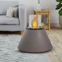 Dmora - Bioethanol-Kamin Dsentiment, Ökologischer Kamin, Rauchfreies Feuer, Heizung mit Ethanol, Made in Italy, 60x60 h56 cm, Braun