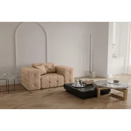 Fun Möbel Sessel Chantal Stoff Opera Velvet 70 x 80 x 90 cm Beige mit Zierkissen