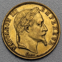 Goldmünze 50 Francs Napoleon III. mit Kranz (Frankreich)