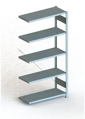 Anbauregal CLIP 230 S3 Längsriegel 2000x1000x400 5 Böden, RAL 7035, zerlegt - lichtgrau