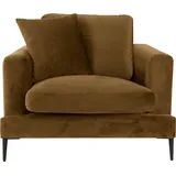 LEONIQUE Sessel »Cozy Loungesessel, Designersessel, Maße B/T/H: 91/97/80 cm«, mit Metallbeinen und Zierkissen gelb