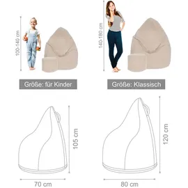 DreamRoots Sitzsack, Beige, Textil, 70x105x70 cm, Oeko-Tex® Standard 100, Wohnzimmer, Hocker, Sitzsäcke, XXL Sitzsäcke