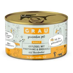 grau Hund 200 Gramm Hundenassfutter 6 x 200 Gramm Geflügel + Pastinake & Brokkoli