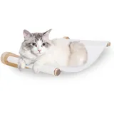 ZESTEFY Katzenhängematte Wandmontage, Kletterwand Set aus Massivholz mit Katzentreppe - Stabiles Katzenbett, Raumsparendes Katzenmöbel für Schlafen, Klettern und Ausruhe (Katzenhängematte)