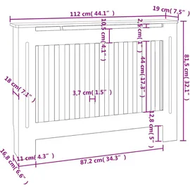 vidaXL Heizkörperabdeckung 2 Stk. Weiß MDF 112 cm