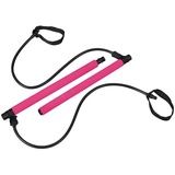 Relaxdays Pilates Stange mit Widerstandsbändern, Ganzkörpertraining für Zuhause, Fitnessbänder Trainingsstange, pink, 1 Stück
