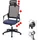 Mendler Bürostuhl HWC-J52, Drehstuhl Schreibtischstuhl, ergonomisch Kopfstütze, Kunstleder ~ blau-grau