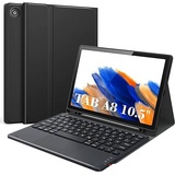 Earto Samsung Galaxy Tab A8 Hülle mit Tastatur, Smart Touchpad, 2 BT Kanäles Abnehmbare Kabellose für Galaxy Tab A8 10.5 Zoll 2021, QWERTZ Tastatur für Tab A8 SM-X200/X205/X207, Schwarz