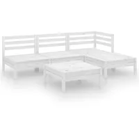 vidaXL Garten-Lounge-Set 5-tlg. Massivholz Kiefer weiß