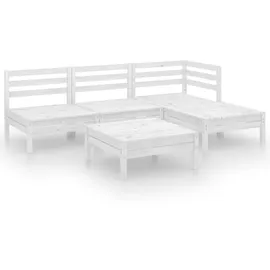 vidaXL Garten-Lounge-Set 5-tlg. Massivholz Kiefer weiß