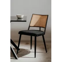 Finori 4er Set Stuhl Esszimmerstuhl Küchenstuhl | Rattan | schwarz