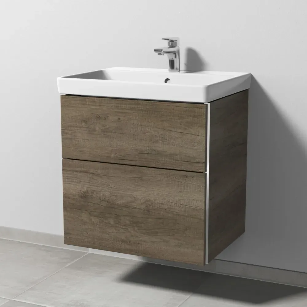 Sanipa 3way Waschtischunterbau zu Villeroy & Boch Avento Waschtisch mit 2 Auszügen, Eiche-Nebraska BR62137