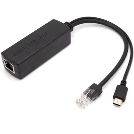 BerryBase PoE Splitter RJ45 48V > USB Type C Stecker 5V / 2,5A