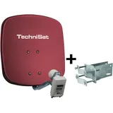 TechniSat DigiDish 45 ziegelrot inkl. An-Rohr-Fitting Satellitenschüssel 45 cm mit Twin LNB