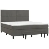 vidaXL Boxspringbett mit Matratze Dunkelgrau 180x200 cm Samt